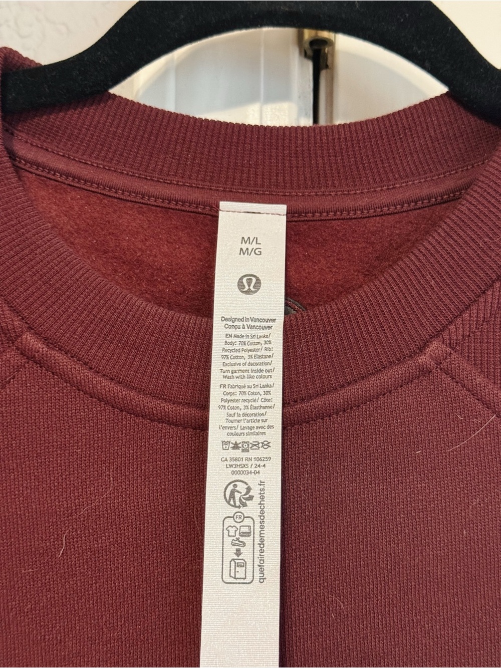 Lululemon Scuba Oversized Wordmark Crew Garnet M/L NWOT - Picture 3 of 5